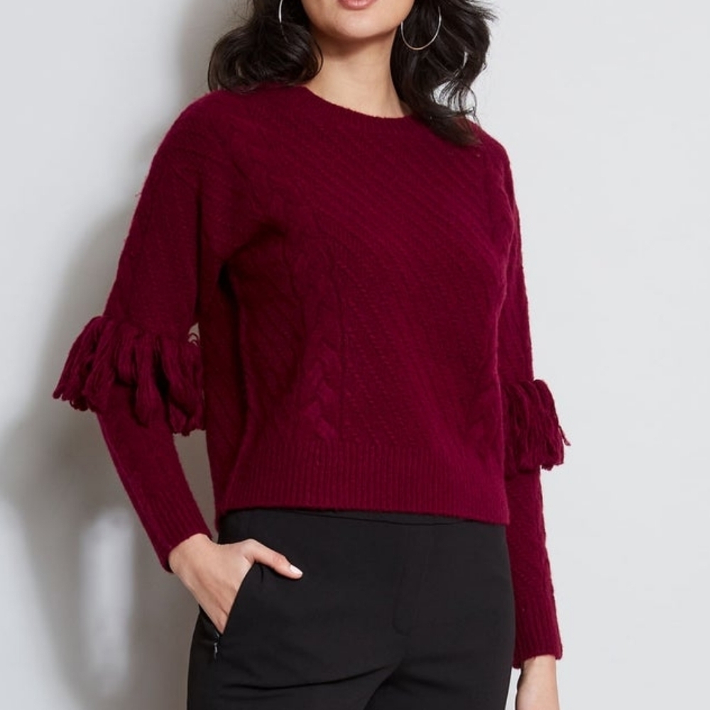 NWT ELIE TAHARI | $475 Wool/Cashmere Fringed Sweater